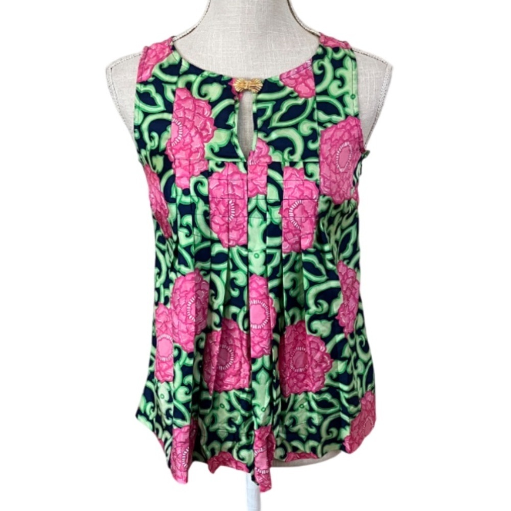 Lilly Pulitzer 'Private Property' Tara Silk Floral Shell Top - 0